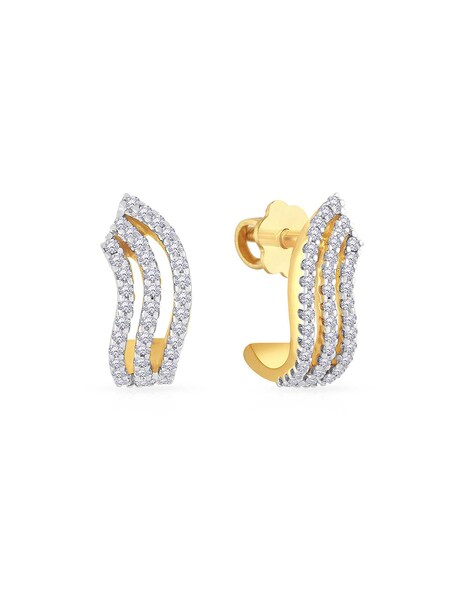 14K Yellow Gold Genuine Diamond Star Earrings Studs 0.2ct Starfish Design  000888