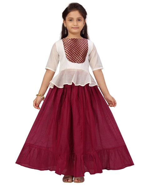 Aarika Girls Gajri Colour Lehenga Choli Set (LCH-K-110-GAJRI-32)