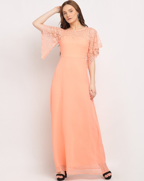 Buy Blush and M Off White Crochet Maxi Dress Online | Aza Fashions
