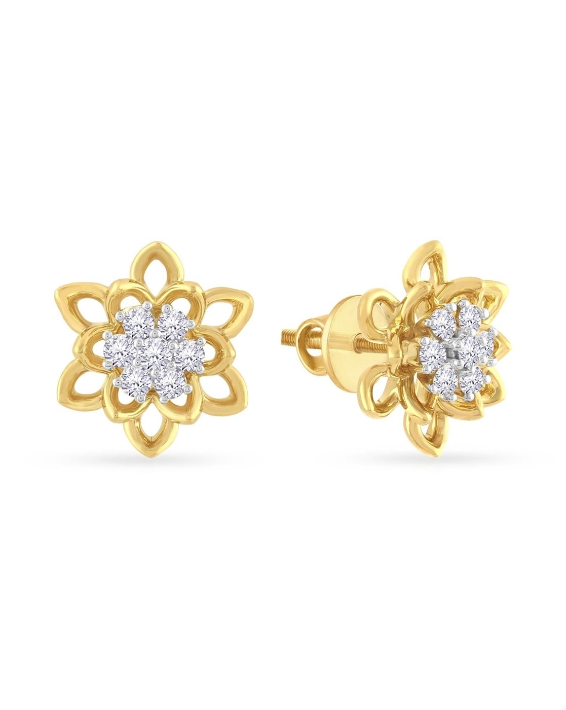 Buy Malabar Gold 18 KT Two Tone Gold Studs Earring for Women Online
