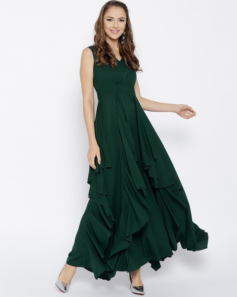 Women Do U Speak Green Dresses - Buy Women Do U Speak Green Dresses online  in India