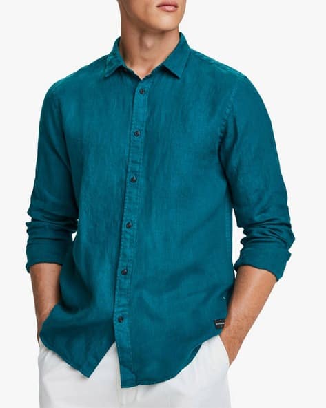 Mens teal linen shirt Clearance