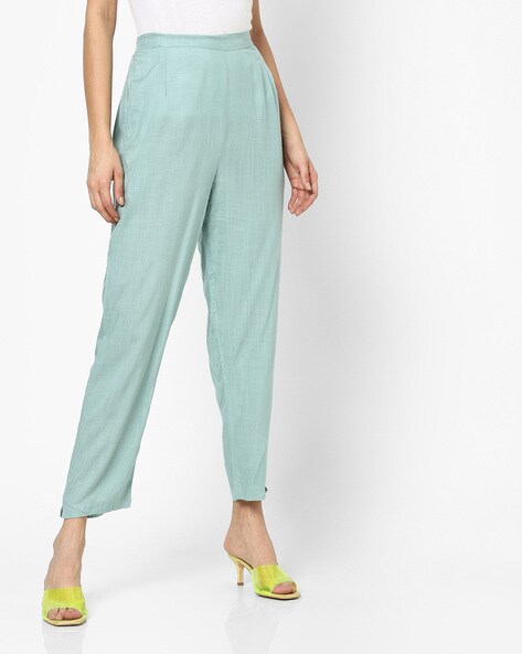 Solid High Rise Waist Pant