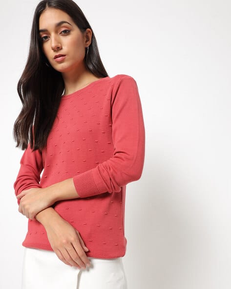 Textured Round-Neck Pullover