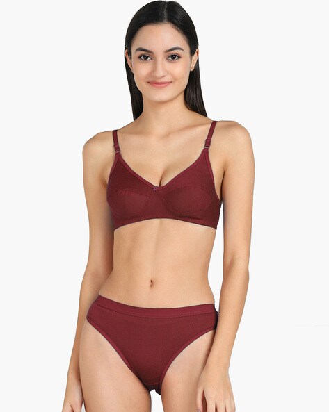 Maroon bra and panty hot sale set