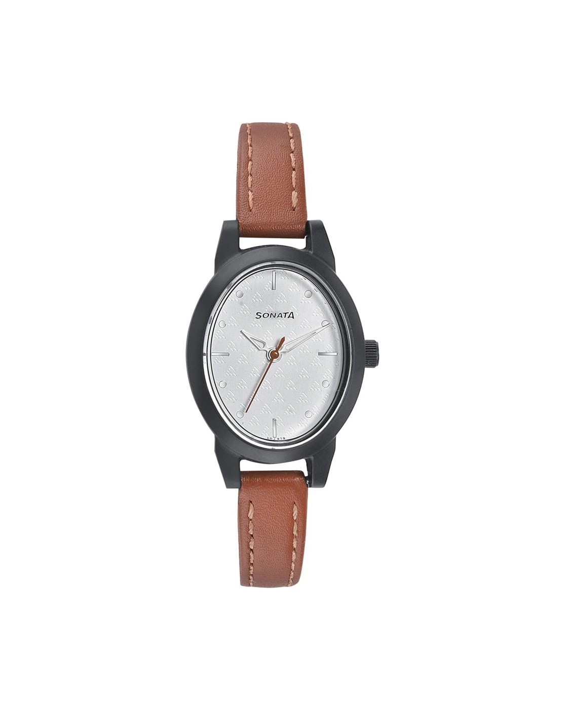 Sonata Classic Quartz Analog Grey Dial Brown Leather Strap Watch for Men