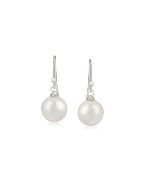 MAHI Rhodium-Plated Pearl Drop Earrings