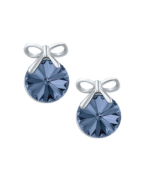 Husar's House of Fine Diamonds. Baron Leaf shaped light blue crystal  earrings