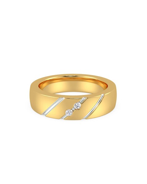 7MM 14K Gold Double Row Diamond Ring - T-Link Design - Triton Jewelry