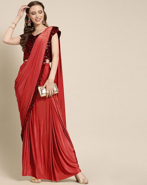 KALISTA Pre-draped saree : Buy KALISTA Anaisha Pre Draped Lehenga Saree  with Stitched Blouse Online | Nykaa Fashion