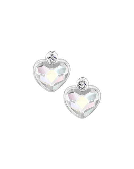 Swarovski Crystals Blue Heart Rhodium plated Love for My Valentine  Earrings PAER1194208PR