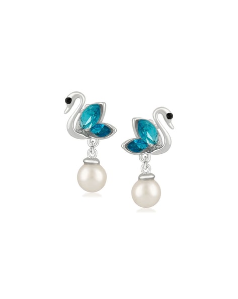 Buy SWAROVSKI Studded Swan Dangler Earrings | Silver-Toned Color Women |  AJIO LUXE