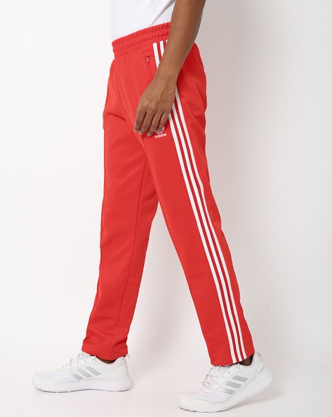 adidas 3 stripe track pants black  red size  Depop  Red and white  adidas White adidas joggers Black pants