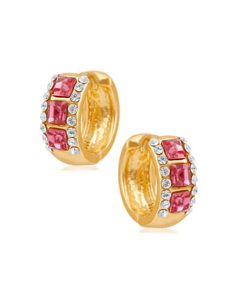 MAHI Gold-Plated Bali Stone-Studded Huggie Earrings