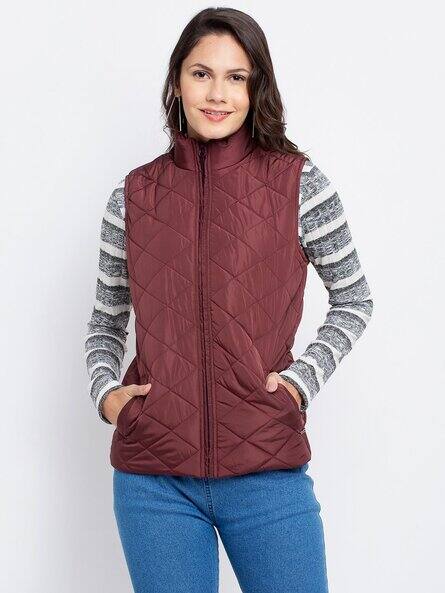 maroon half jacket