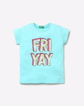 Buy Aqua Blue Tshirts for Girls by 