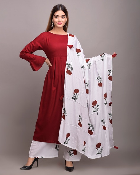 Shop Teen Girls Maroon Chanderi Floor Length Anarkali Suit Festive Wear  Online at Best Price | Cbazaar