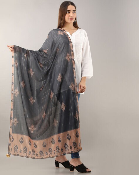 Block Print Dupatta with Embellished Price in India