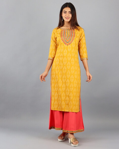 ajio yellow kurta set