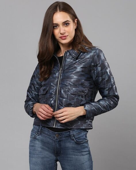 Camouflage Print Bomber Jacket