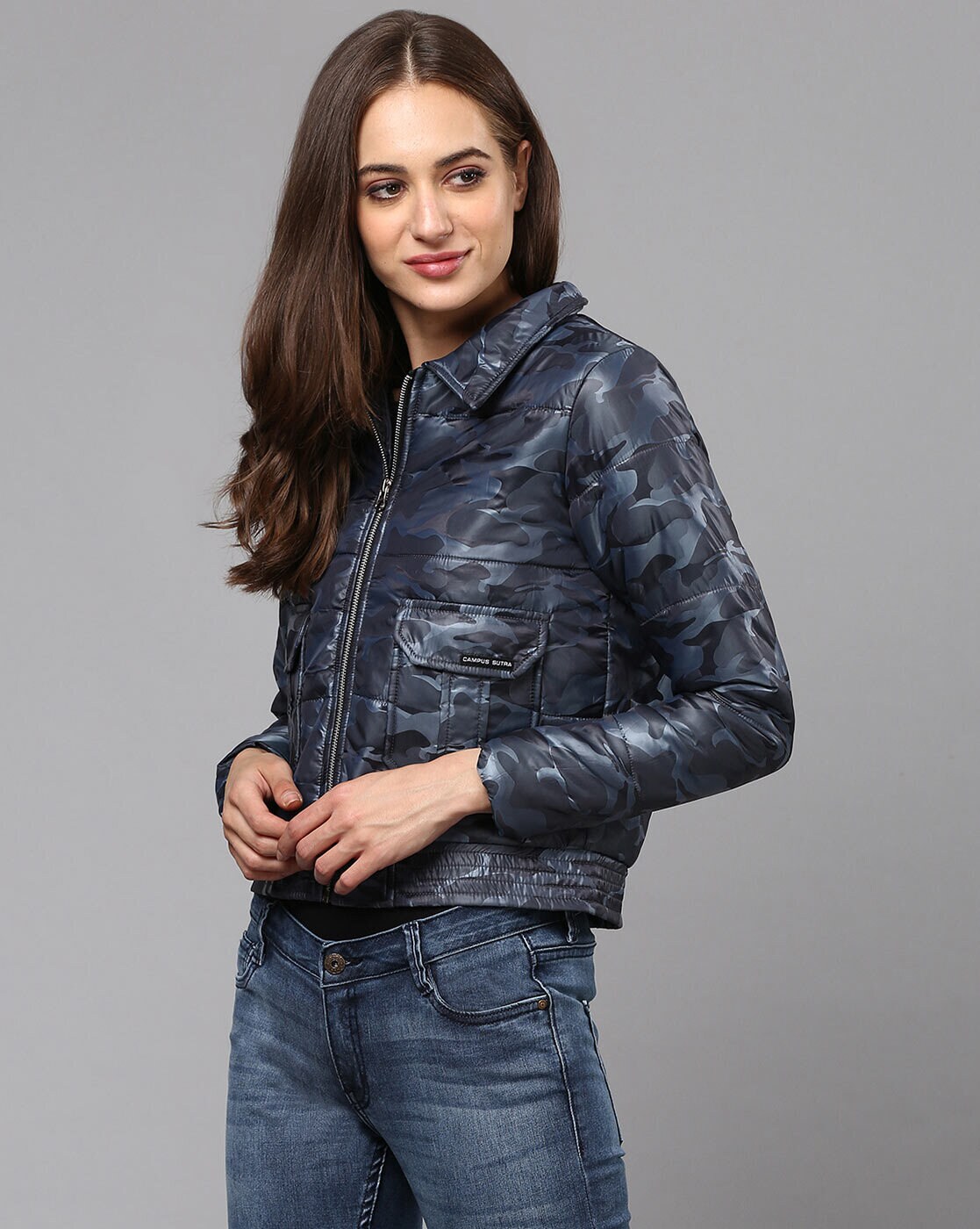 Buy CAMPUS SUTRA Solid Polyester High Neck Womens Casual Jacket | Shoppers  Stop