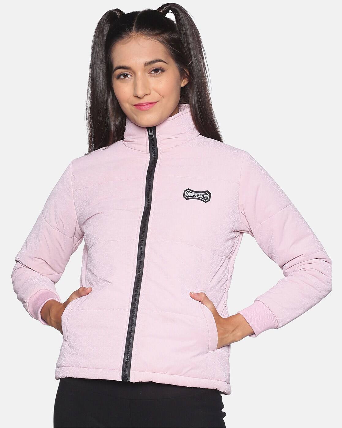 Buy Campus Sutra Women's Black Solid Regular Fit Cotton Jacket For Winter  Wear | Collar Neck | Full Sleeve | Zipper | Casual Jacket For Woman & Girl  | Western Stylish Jacket For Women Online at Best Prices in India - JioMart.