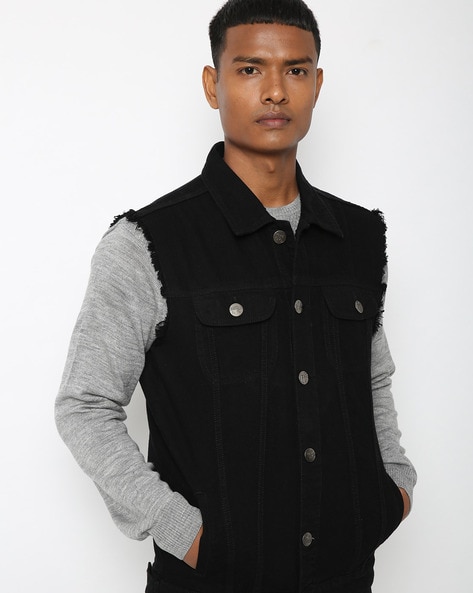 Black shops trucker vest