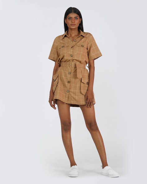 Tencel™ lyocell utility dress in dusty olive - Grace and Lace