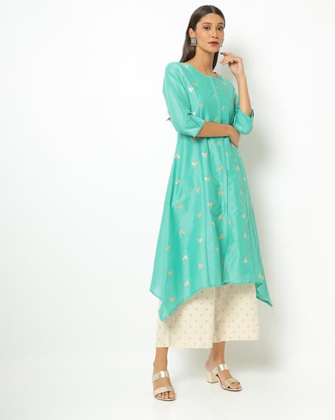 Women  Black Embroidered A-Line Kurta Palazzos Set
