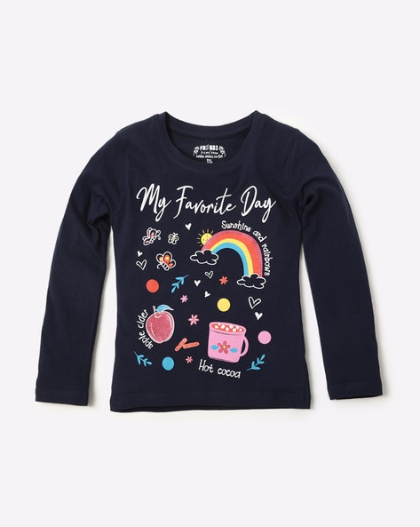 Buy Navy Blue Tshirts for Girls by KG FRENDZ Online