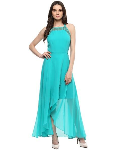 solid blue dress