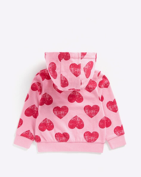 Pink hoodie clearance with red hearts