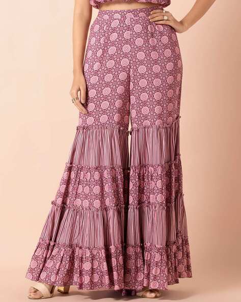 Floral Print Tiered Palazzos Price in India