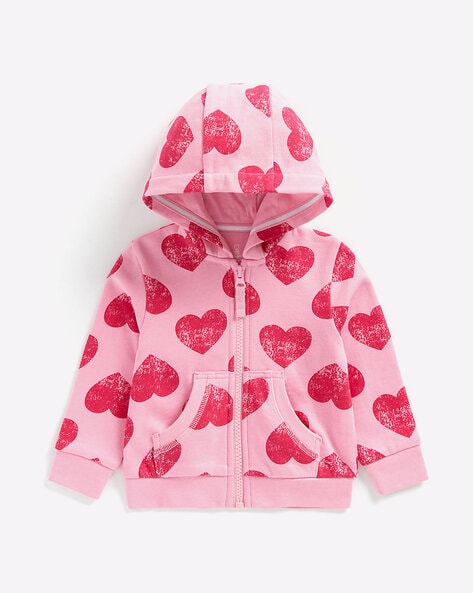 Mothercare Heart Print Zip-Front Hoodie