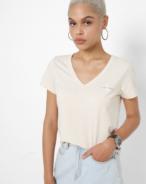 calvin klein beige t shirt