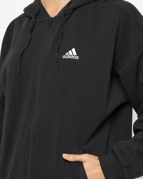 adidas black fleece jacket