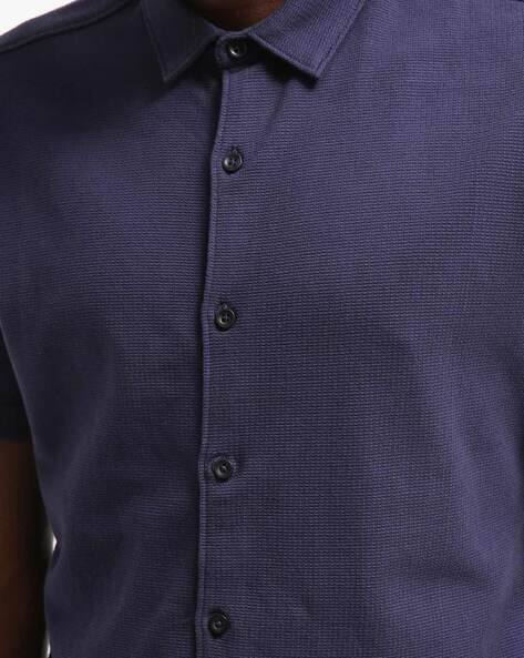 Navy Blue Shirts for Men by ALTHEORY 