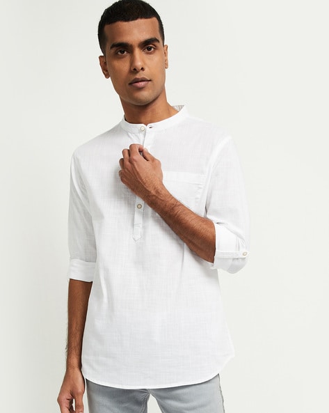 White cotton 2024 short kurta