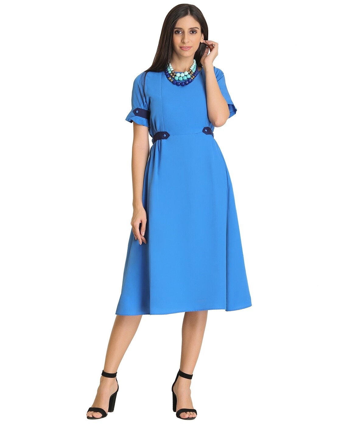 Mchoice Fall Dresses for Women 2024 Fall Fashion Slim Waist Knee Length  Dress Long Sleeve Solid Color Midi Dress with Belt - Walmart.com