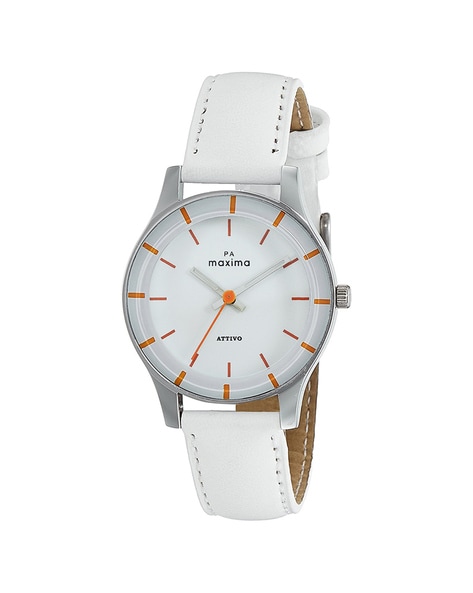 Maxima white analog outlet watch