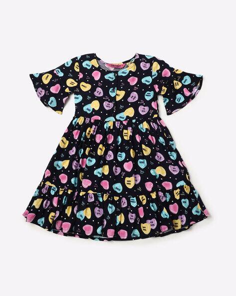 Printed Flared Dress with Tiered Hemline