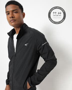 black zip up running jacket
