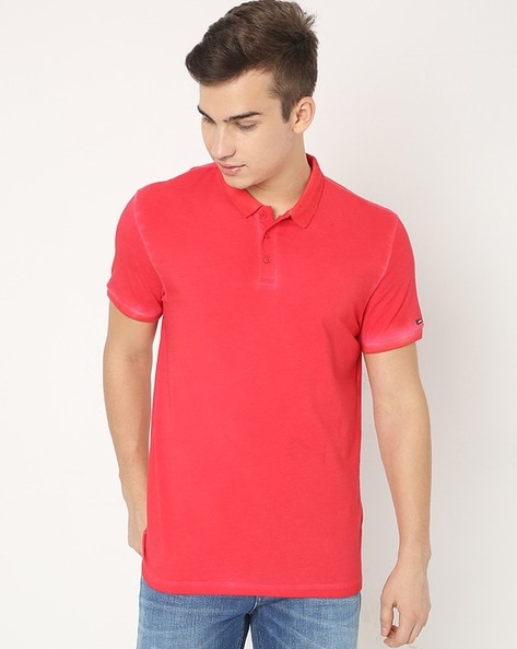 Gas Washed Slim Fit Polo T-shirt