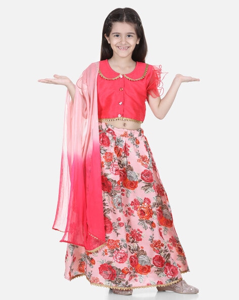 Girl's Green Ethic Traditional Indian Festive Jacquard Choli With Net –  Trendia