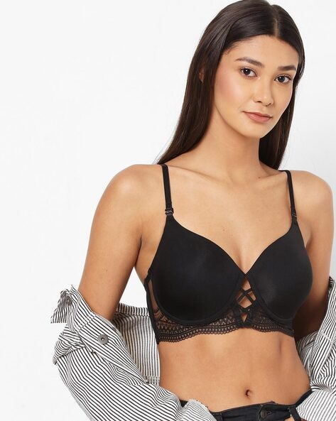 Padded Underwired Bra with Lace Inserts