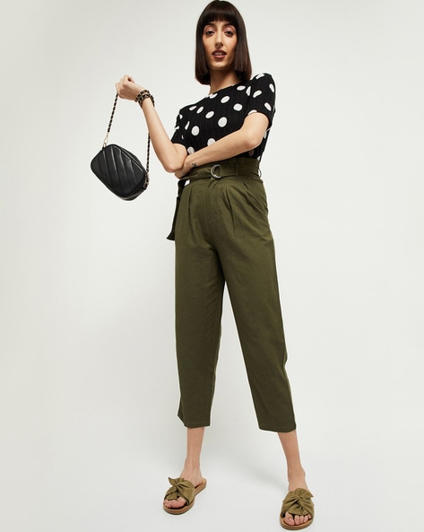 Buy Olive Trousers & Pants for Girls by MAX Online
