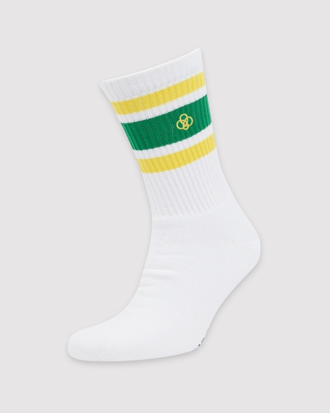 Ryderwear Stripe Crew Socks - White/Green 7-10