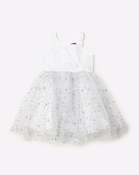 Embellished Speckle Print Sleeveless Fit & Flare Dress