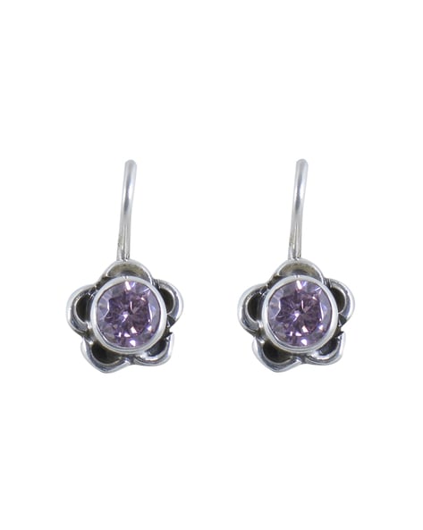 Buy Unique Amethyst Drop Fish Hook Earring in 14k Gold