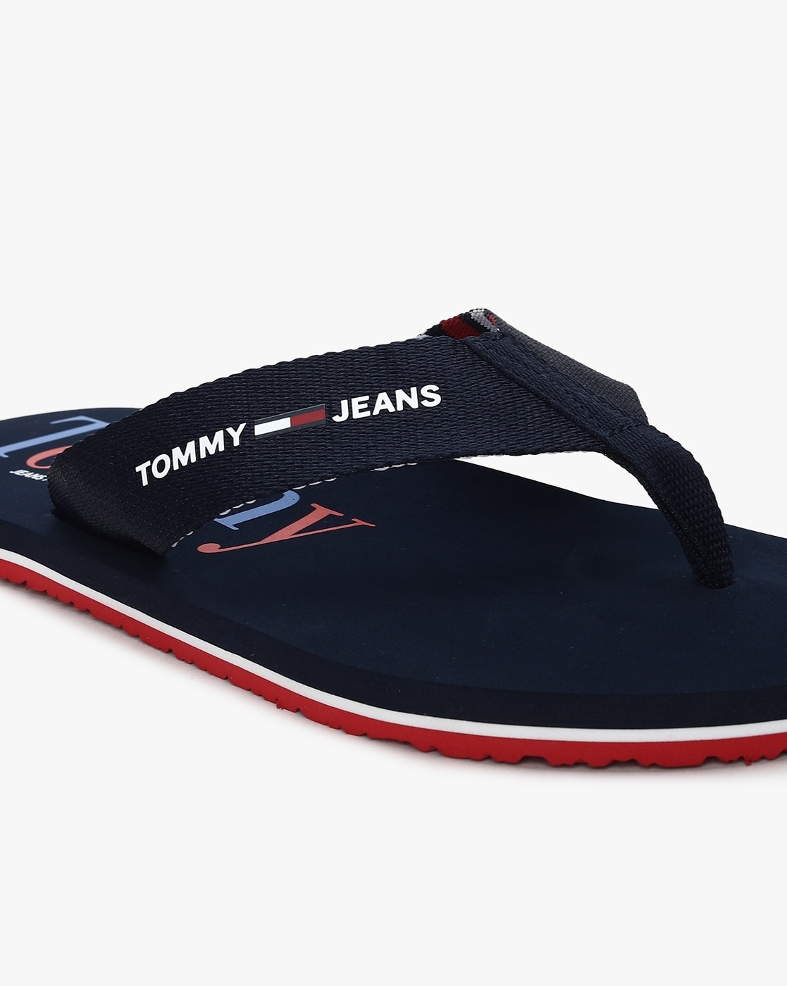 Tommy hilfiger navy blue flip online flops